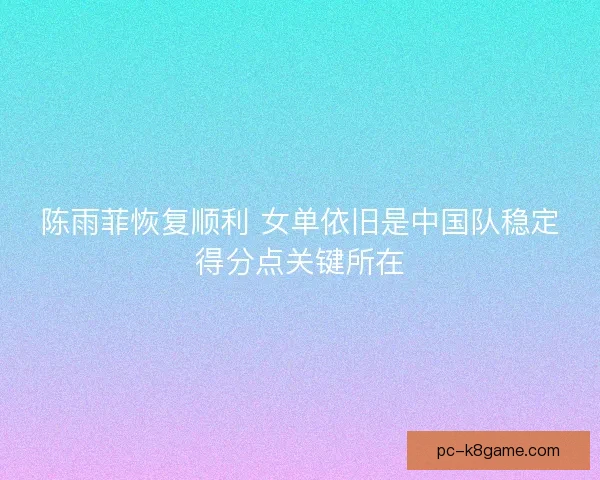 陈雨菲恢复顺利 女单依旧是中国队稳定得分点关键所在