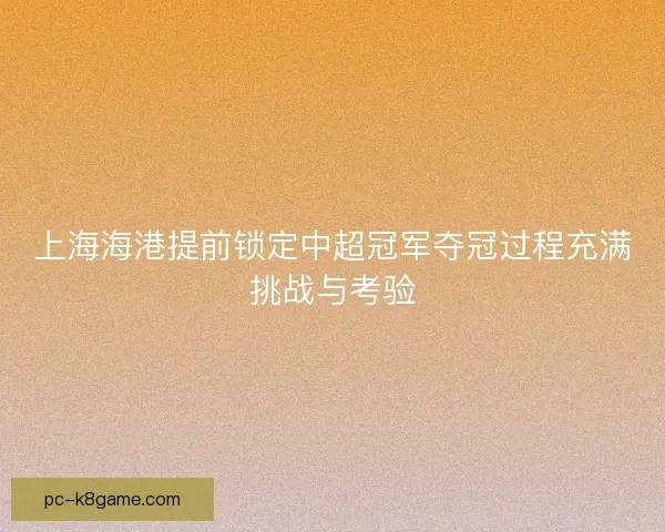 上海海港提前锁定中超冠军夺冠过程充满挑战与考验